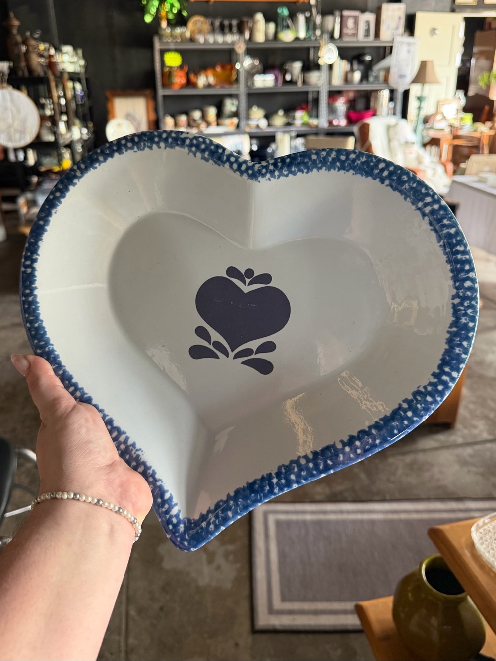 Vintage stoneware heart dish